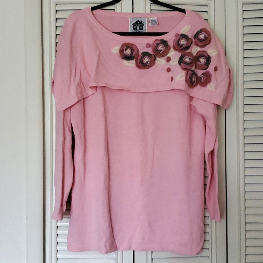 Like new! Vintage Storybook Knits cowl neck floral sweater top